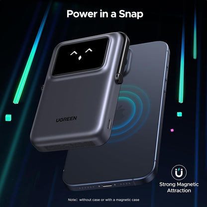 Externá bezdrôtová batéria UGREEN PB572 Uno, 10000mAh, 20W, PD + FQI, 1 x QI - 1 x USB-C, Sivá