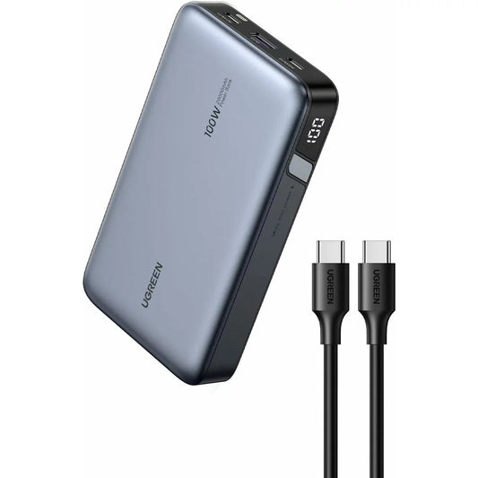 Externá batéria UGREEN PB720 Nexode, 20000mAh, 100W, QC + PD, 1 x USB-A - 2 x USB-C, Sivá, Prepečiatkovaná