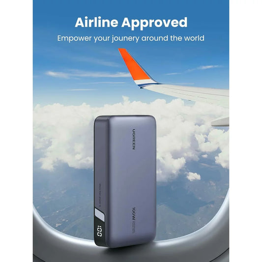 Externá batéria UGREEN PB720 Nexode, 20000mAh, 100W, QC + PD, 1 x USB-A - 2 x USB-C, Sivá