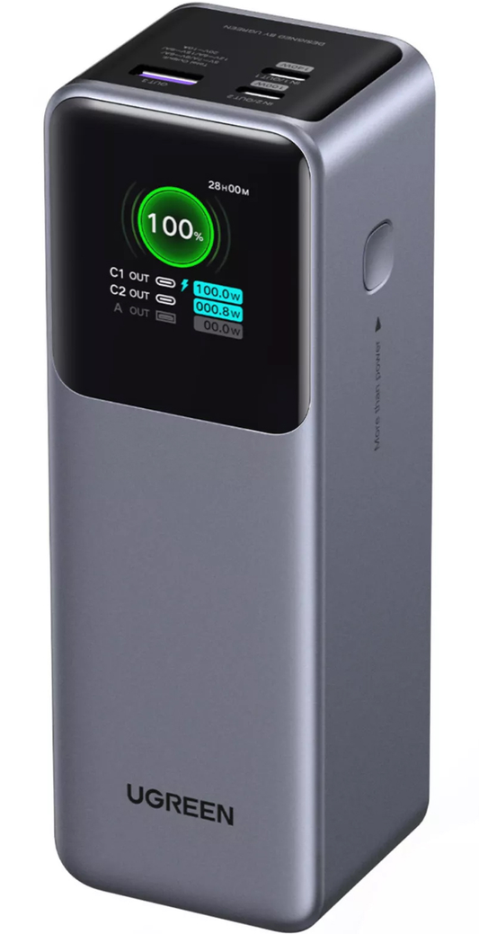 Externá batéria UGREEN PB722, 25000mAh, 200W, QC + PD, 1 x USB-A - 2 x USB-C, Sivá, Znovu zabalená