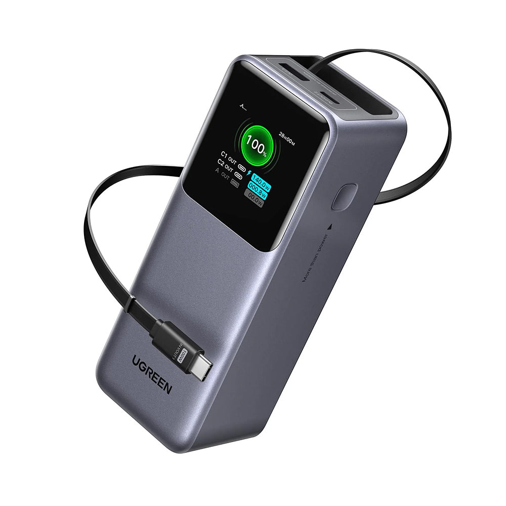 Externá batéria UGREEN PB726 (55987B), 20000mAh, 165W, QC + PD, 1 x USB-A - 2 x USB-C, Sivá