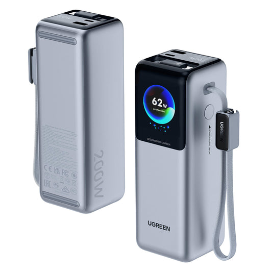 Externá batéria UGREEN PB728 (75702B), 25000mAh, 200W, QC + PD, 1 x USB-A - 2 x USB-C, Sivá