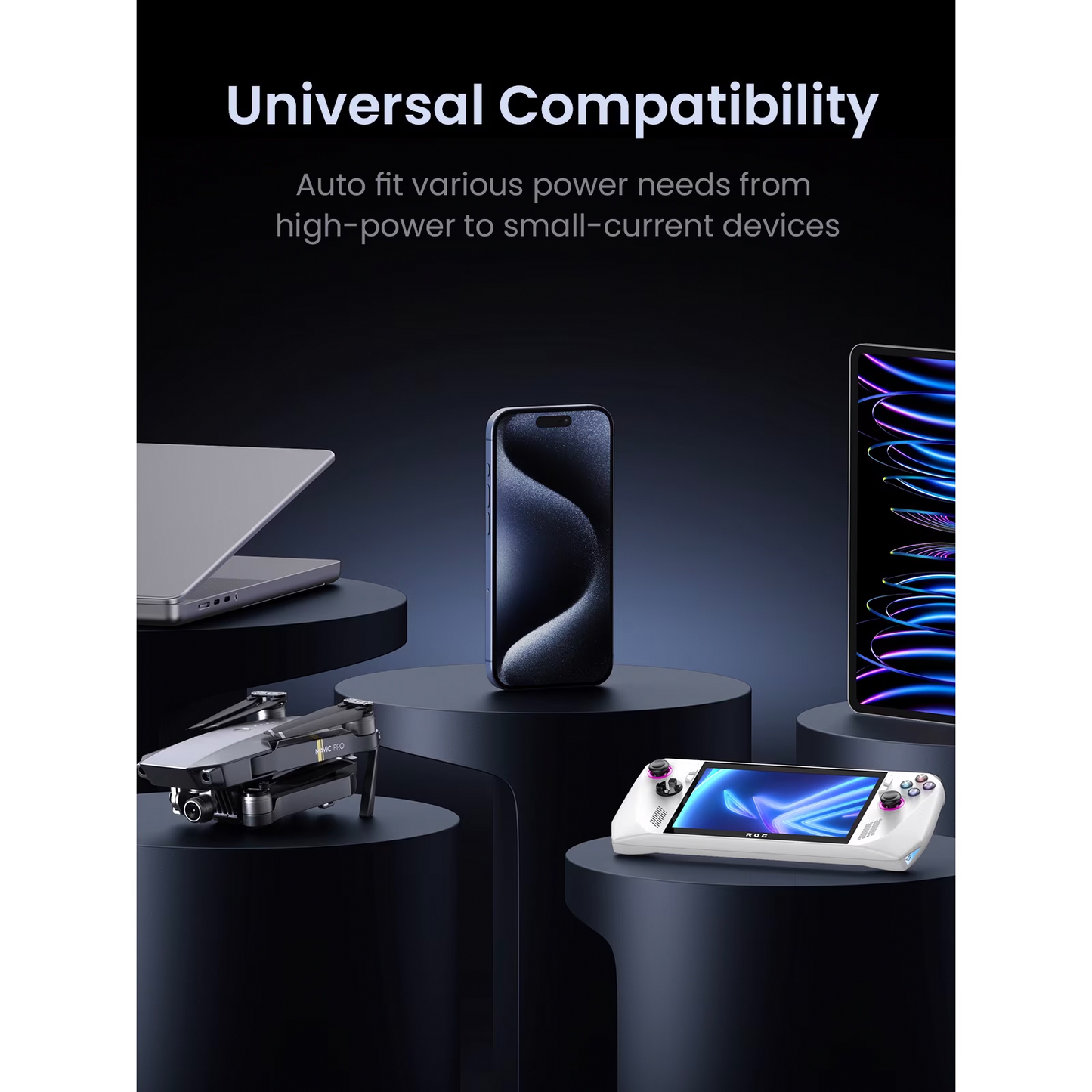 Externá batéria UGREEN PB770, 48000mAh, 300W, QC + PD, 2 x USB-A - 3 x USB-C, Sivá, Znovu zabalená