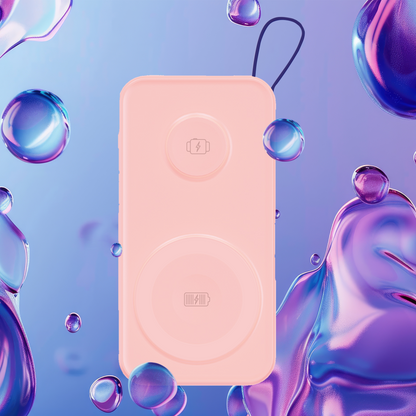 Externá bezdrôtová batéria 3MK PastelUp, 10000mAh, 22.5W, QC + PD + FQI, 1 x USB-A - 1 x USB-C - 2 x QI, Ružová