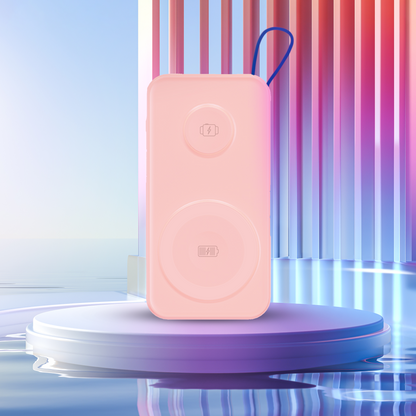 Externá bezdrôtová batéria 3MK PastelUp, 10000mAh, 22.5W, QC + PD + FQI, 1 x USB-A - 1 x USB-C - 2 x QI, Ružová