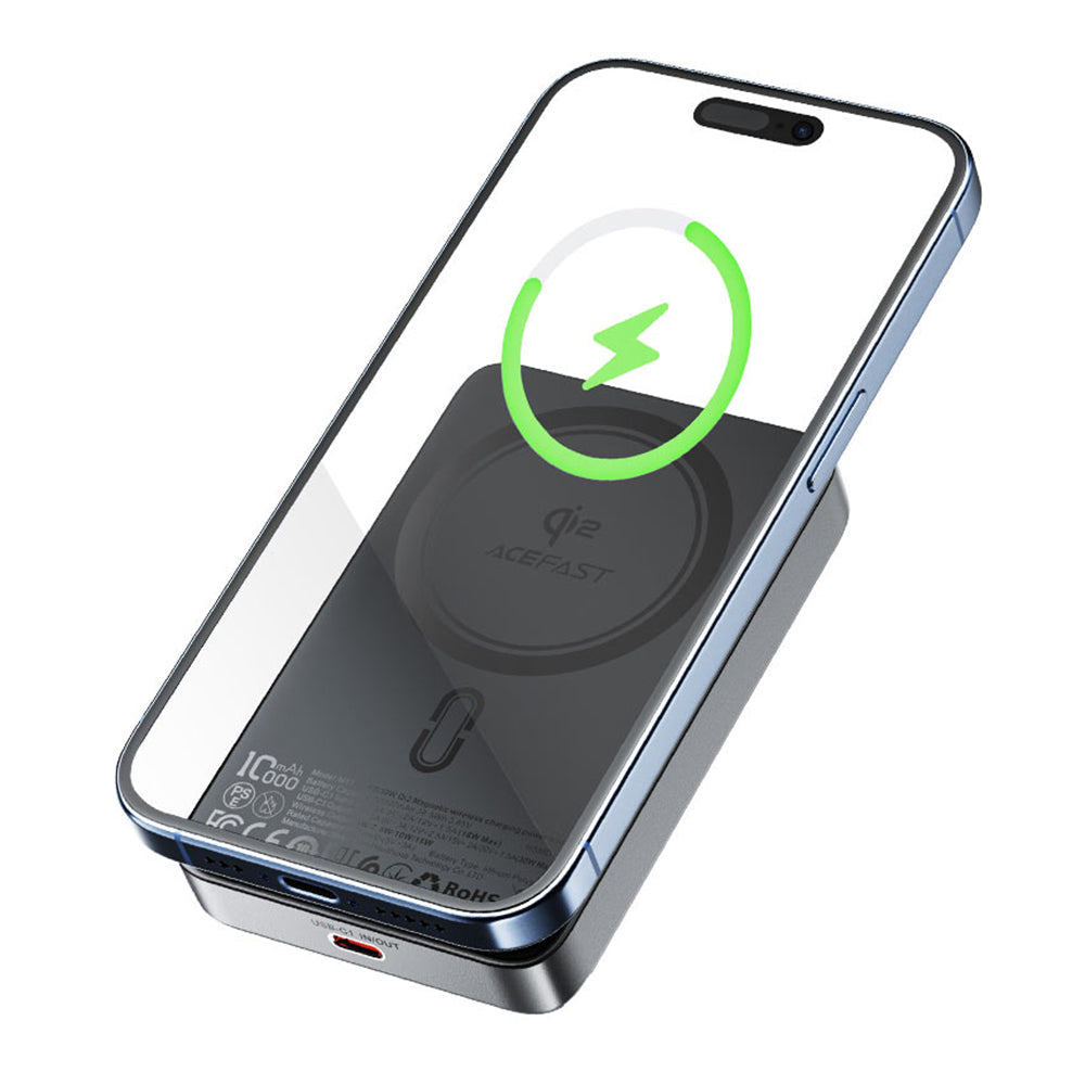 Bezdrôtová externá batéria Acefast M11, 10000mAh, 30W, PD + FQI, 1 x QI - 1 x USB-C, čierna