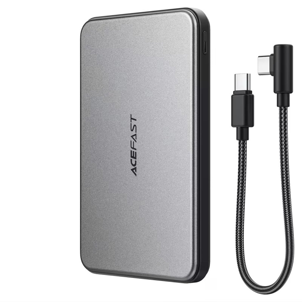 Acefast M30 Wireless External Battery, 5000mAh, 20W, PD + FQI, 1 x QI - 2 x USB-C, Black