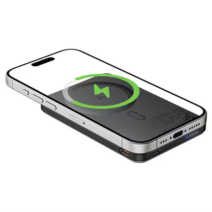 Acefast M30 Wireless External Battery, 5000mAh, 20W, PD + FQI, 1 x QI - 2 x USB-C, Black