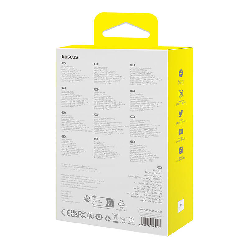 Externá bezdrôtová batéria Baseus Magnetic Mini, 10000mAh, 20W, PD + FQI, 1 x Lightning - 1 x QI - 1 x USB-C, Biela P10022109223-00