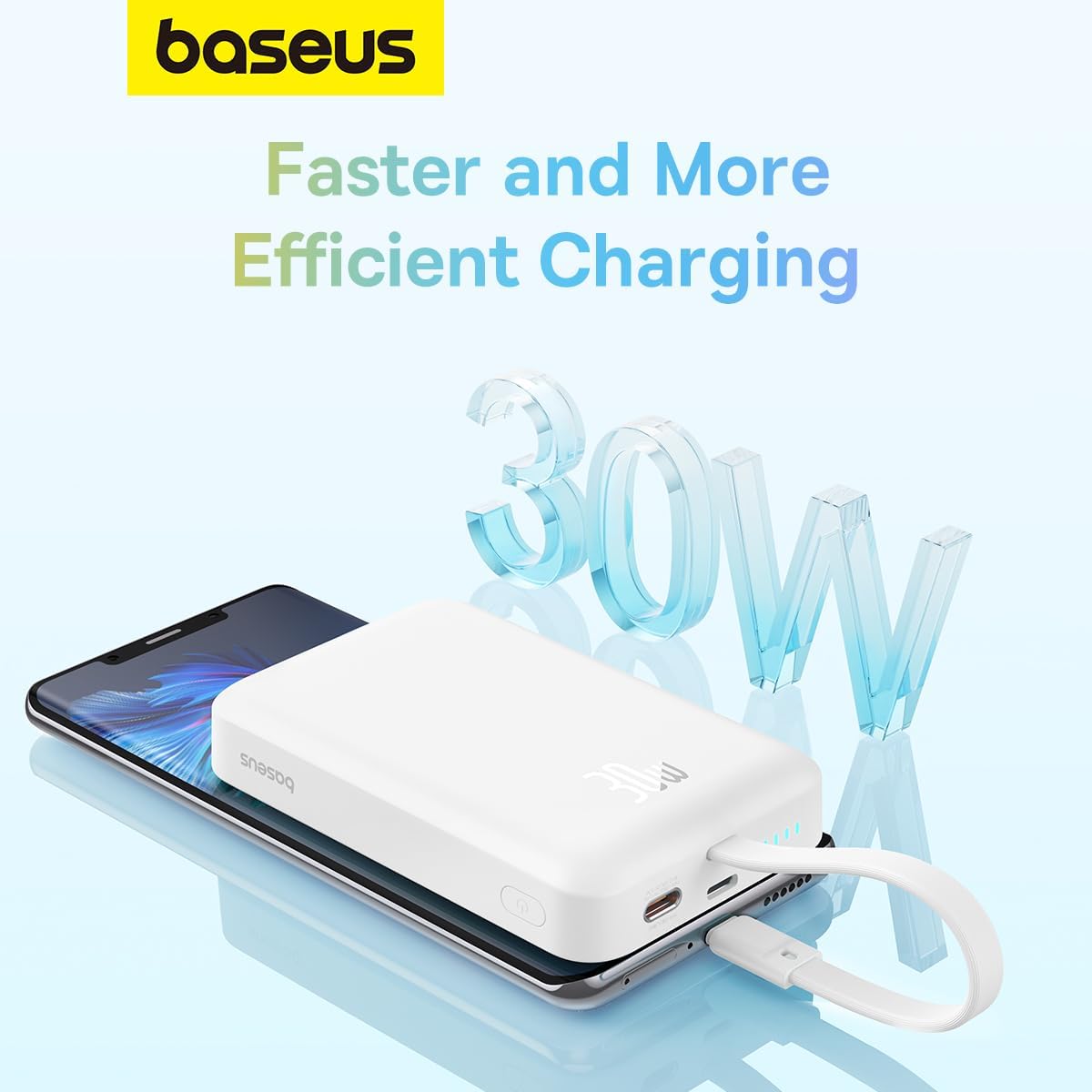 Externá bezdrôtová batéria Baseus Magnetic Mini, 10000mAh, 30W, PD + FQI, 1 x QI - 2 x USB-C, biela P1002210B223-00