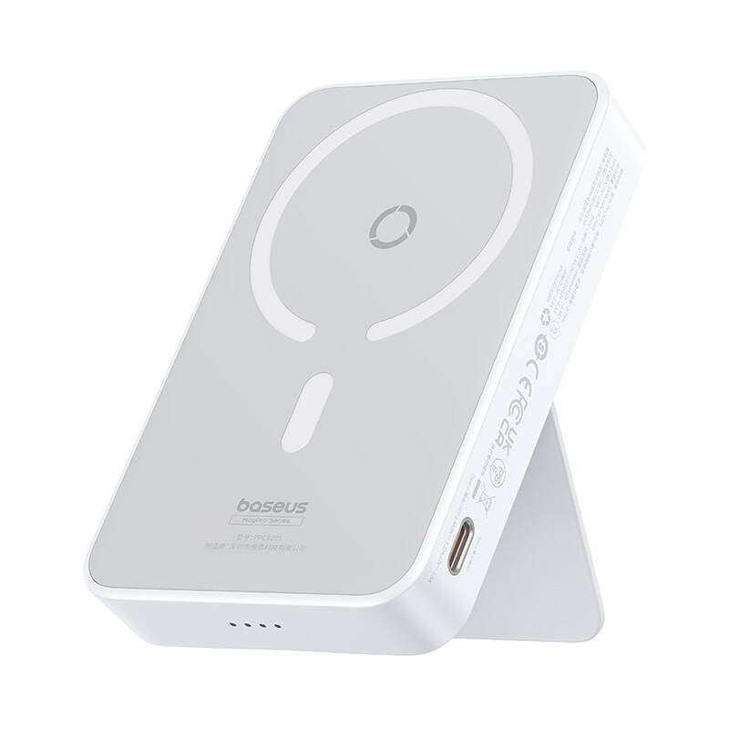 Externá bezdrôtová batéria Baseus MagPro PPCXZ05, 5000mAh, 20W, PD + FQI, 1 x QI - 1 x USB-C, Biela P10064101223-00