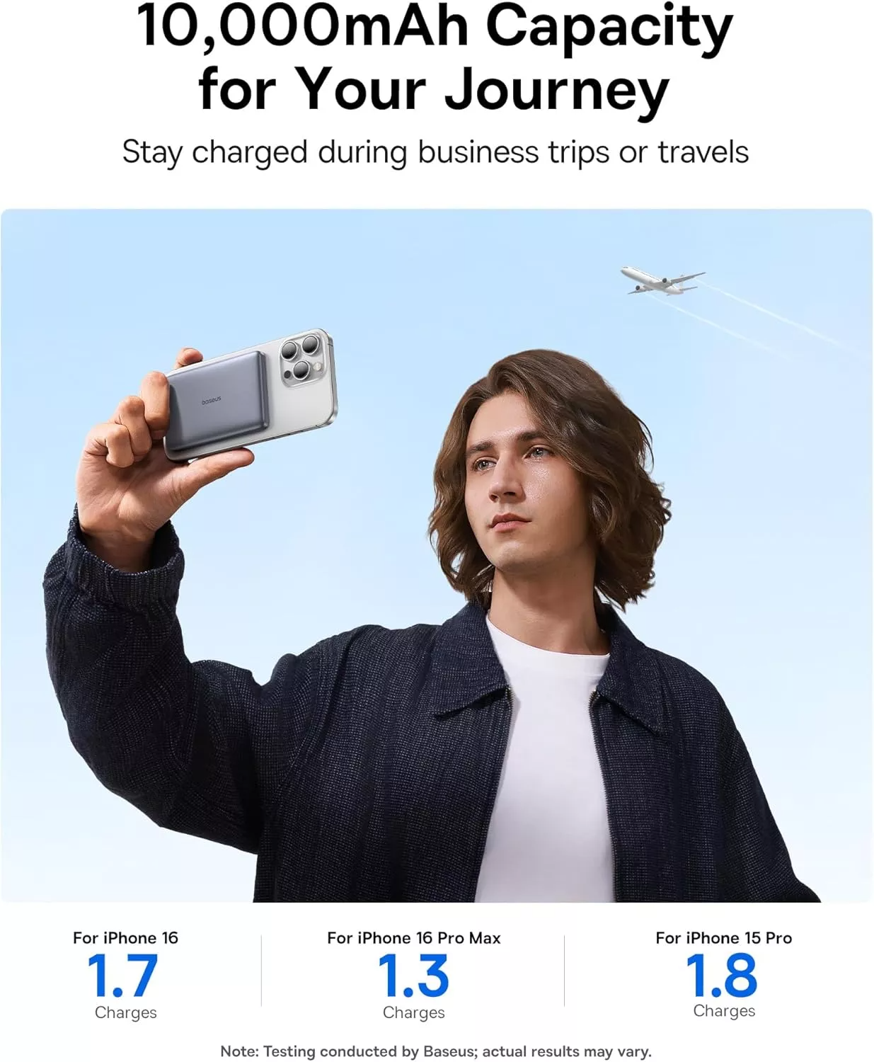 Externá bezdrôtová batéria Baseus PicoGo AM41, 10000mAh, 27W, PD + FQI, 1 x QI - 1 x USB-C, Sivá E0027200