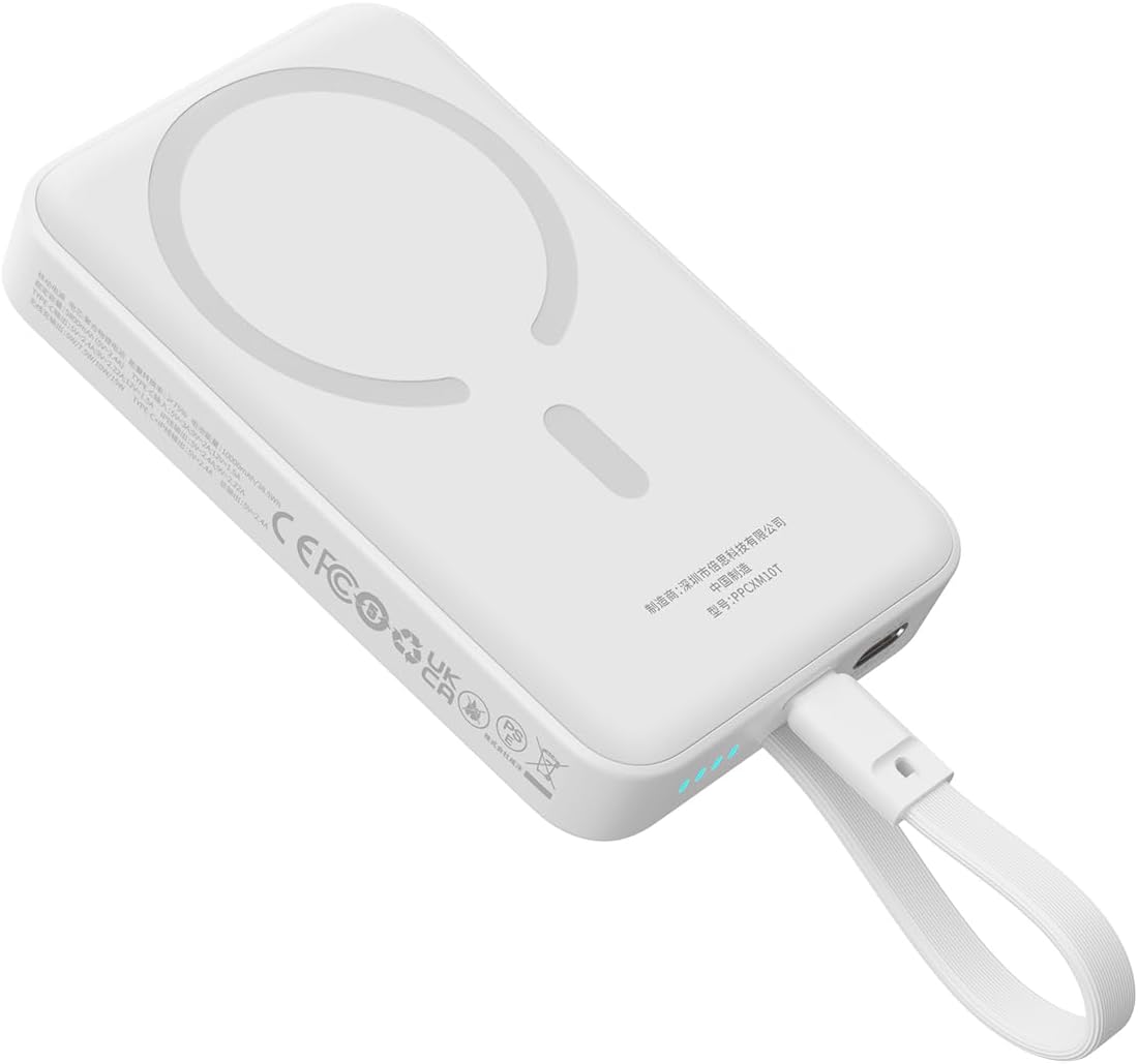 Externá bezdrôtová batéria Baseus Magnetic Mini, 10000mAh, 30W, PD + FQI, 1 x QI - 2 x USB-C, biela P1002210B223-00