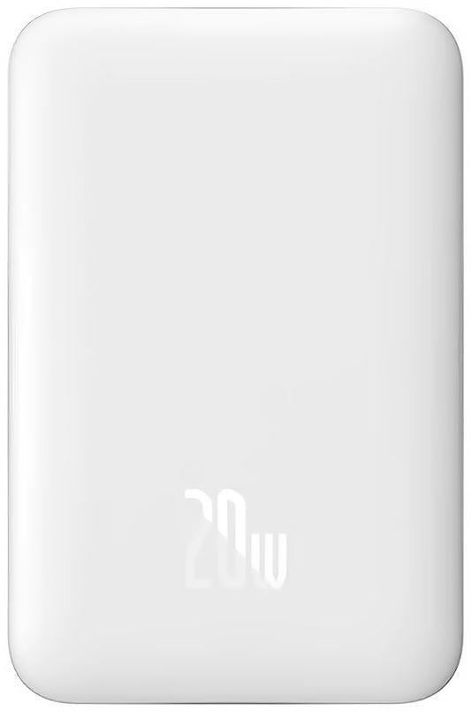Externá bezdrôtová batéria Baseus Magnetic Mini, 10000mAh, 20W, PD + FQI, 1 x QI - 1 x USB-C, Biela PPCX07002