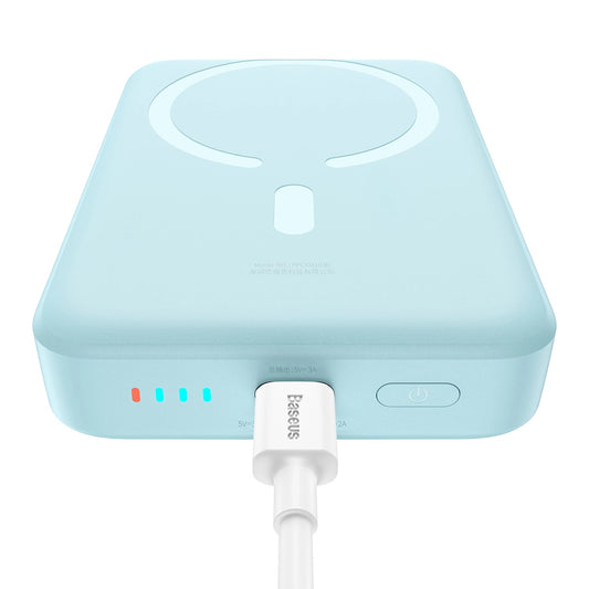 Externá bezdrôtová batéria Baseus Magnetic Mini, 10000mAh, 30W, PD + FQI, 1 x QI - 1 x USB-C, Modrá PPCX110203