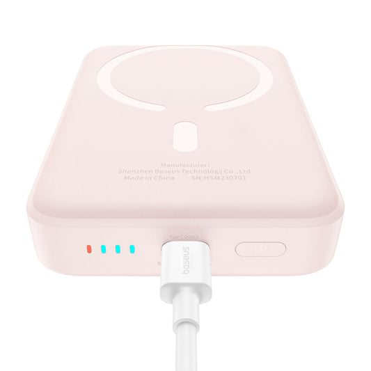 Externá bezdrôtová batéria Baseus Magnetic Mini, 10000mAh, 20W, PD + FQI, 1 x QI - 1 x USB-C, Ružová P10059001413-00