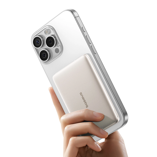 Externá bezdrôtová batéria Baseus PicoGo AM41, 5000mAh, 20W, PD + FQI, 1 x QI - 1 x USB-C, Béžová