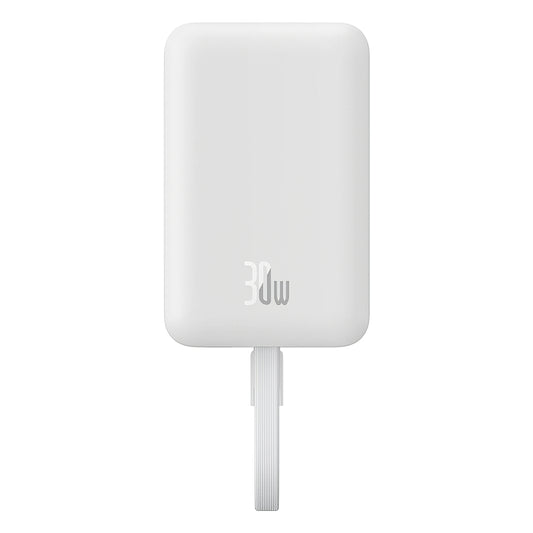 Externá bezdrôtová batéria Baseus Magnetic Mini, 10000mAh, 30W, PD + FQI, 1 x QI - 2 x USB-C, biela P1002210B223-00