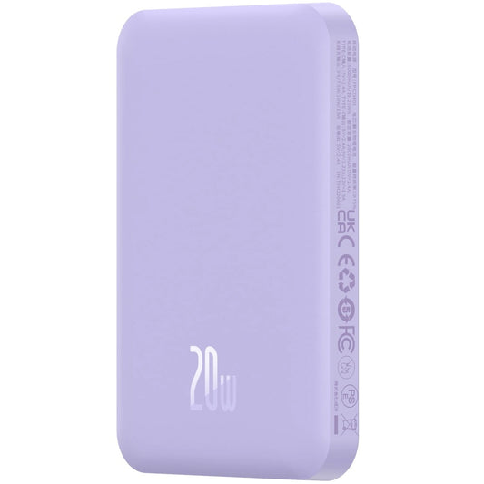 Externá bezdrôtová batéria Baseus Magnetic Mini, 5000mAh, 20W, PD + FQI, 1 x QI - 1 x USB-C, Fialová P10022107513