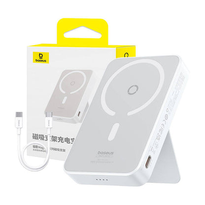 Externá bezdrôtová batéria Baseus MagPro PPCXZ05, 5000mAh, 20W, PD + FQI, 1 x QI - 1 x USB-C, Biela P10064101223-00