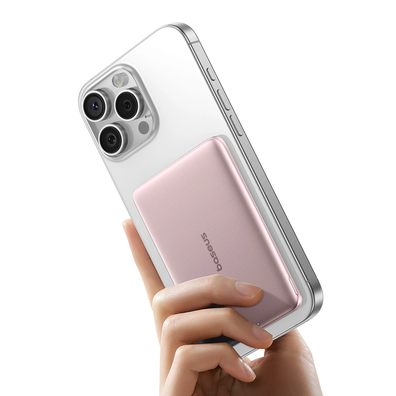 Externá bezdrôtová batéria Baseus PicoGo AM41, 5000mAh, 20W, PD + FQI, 1 x QI - 1 x USB-C, Ružová