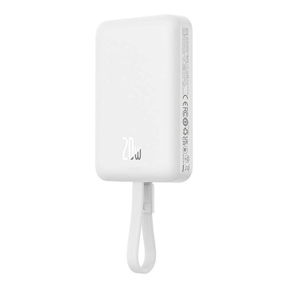 Externá bezdrôtová batéria Baseus Magnetic Mini, 10000mAh, 20W, PD + FQI, 1 x Lightning - 1 x QI - 1 x USB-C, Biela P10022109223-00