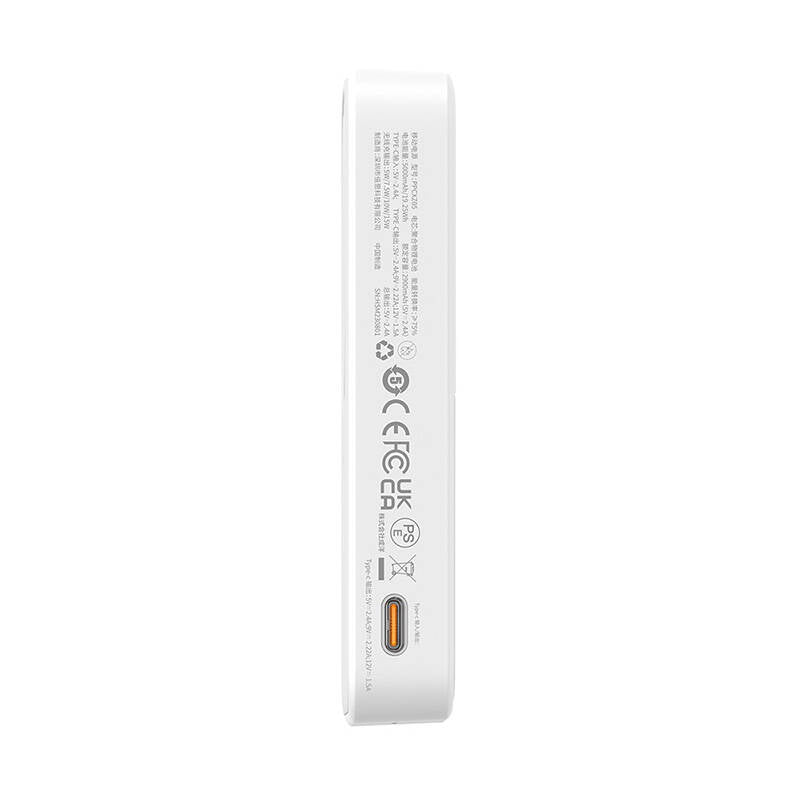 Externá bezdrôtová batéria Baseus MagPro PPCXZ05, 5000mAh, 20W, PD + FQI, 1 x QI - 1 x USB-C, Biela P10064101223-00