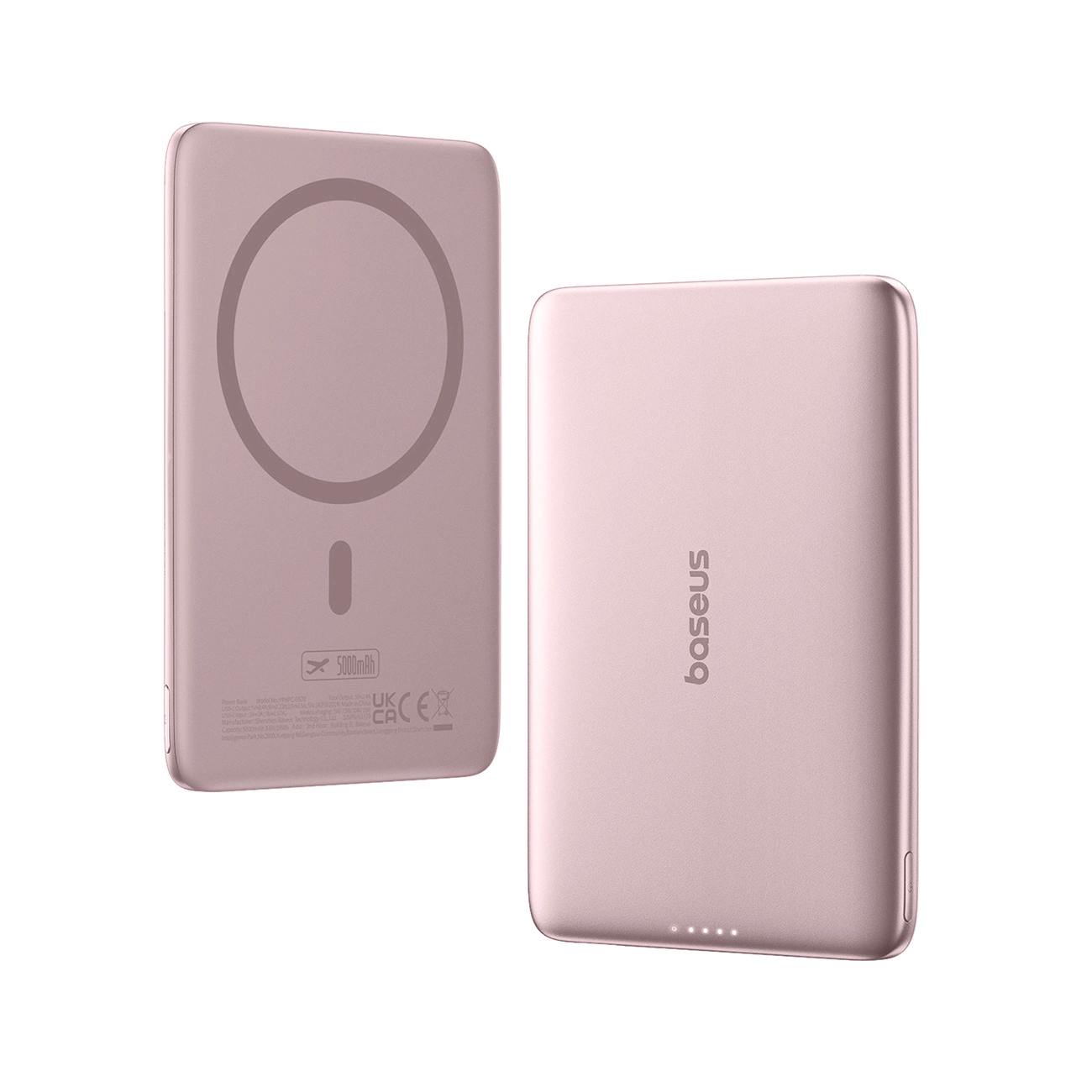 Externá bezdrôtová batéria Baseus PicoGo AM41, 5000mAh, 20W, PD + FQI, 1 x QI - 1 x USB-C, Ružová