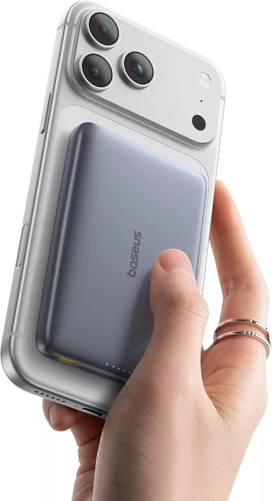 Externá bezdrôtová batéria Baseus PicoGo AM41, 10000mAh, 27W, PD + FQI, 1 x QI - 1 x USB-C, Sivá E0027200