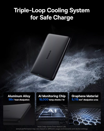 Externá bezdrôtová batéria Baseus PicoGo AM41, 10000mAh, 27W, PD + FQI, 1 x QI - 1 x USB-C, Čierna E0027201
