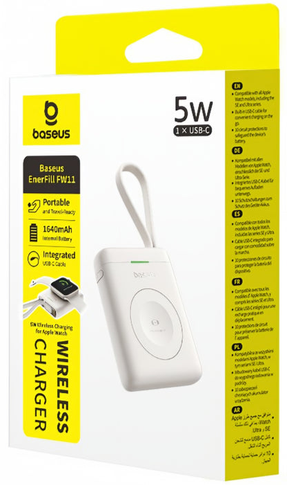 Bezdrôtová externá batéria Baseus EnerFill FW11, 1640mAh, 5W, 1 x QI, biela E0205302
