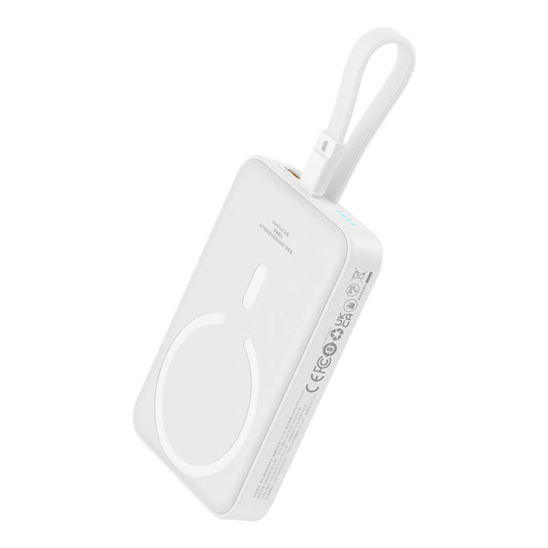 Externá bezdrôtová batéria Baseus Magnetic Mini, 10000mAh, 20W, PD + FQI, 1 x Lightning - 1 x QI - 1 x USB-C, Biela P10022109223-00