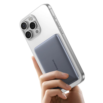 Externá bezdrôtová batéria Baseus PicoGo AM41, 5000mAh, 20W, PD + FQI, 1 x QI - 1 x USB-C, Sivá P1007680C813-00