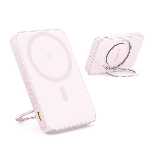 Externá bezdrôtová batéria Baseus PicoGo, 5000mAh, 20W, PD + FQI, 1 x QI - 1 x USB-C, Ružová P10076800413-00