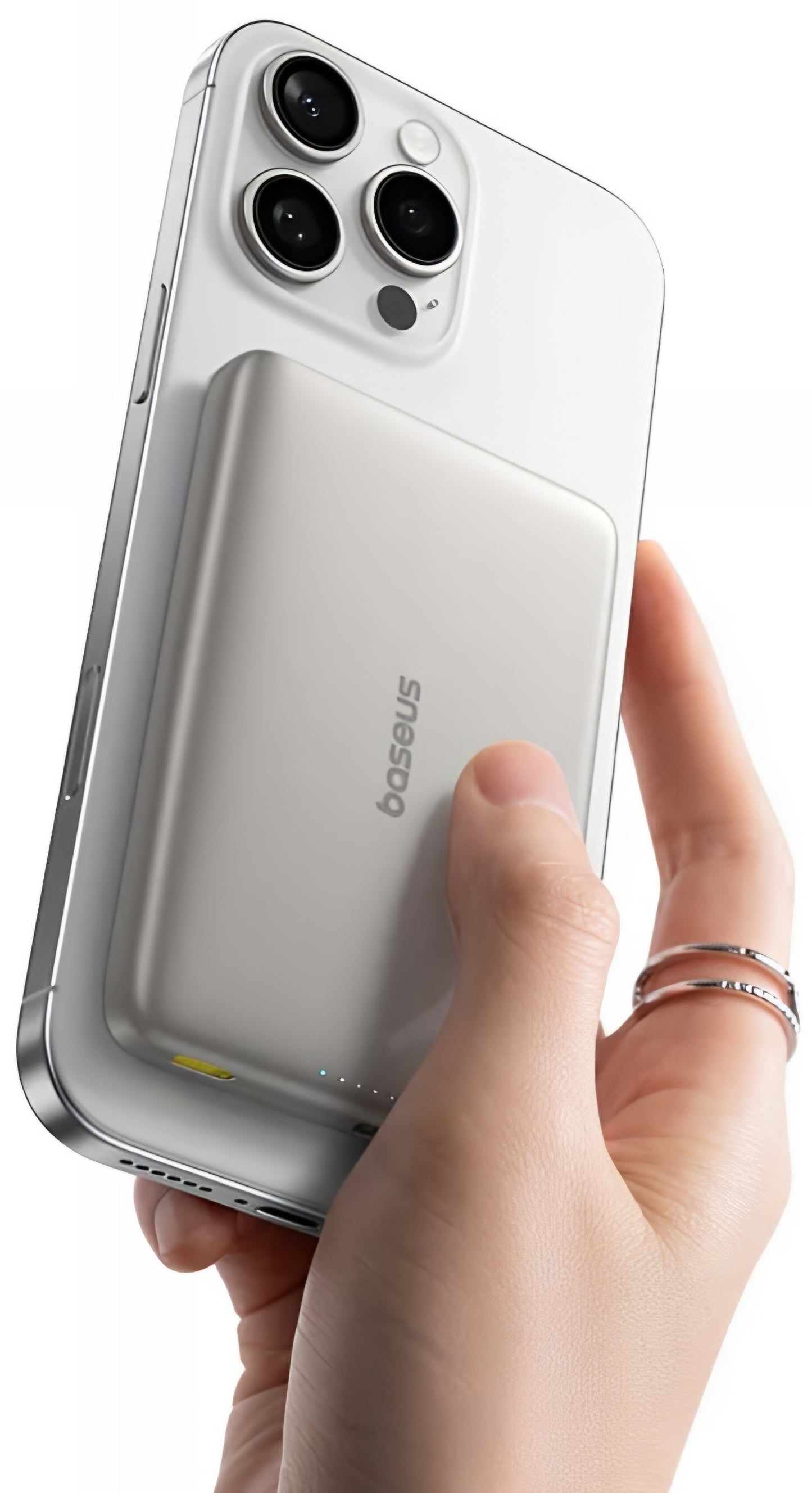 Externá bezdrôtová batéria Baseus PicoGo AM41, 10000mAh, 27W, PD + FQI, 1 x QI - 1 x USB-C, Béžová E0027203