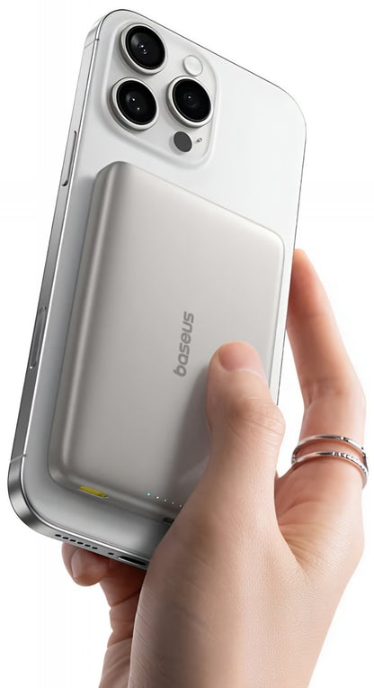 Externá bezdrôtová batéria Baseus PicoGo AM41, 10000mAh, 27W, PD + FQI, 1 x QI - 1 x USB-C, Béžová E0027203