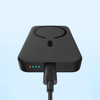 Externá bezdrôtová batéria Baseus Magnetic Mini, 10000mAh, 20W, PD + FQI, 1 x QI - 1 x USB-C, čierna PPCX070001
