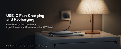 Externá bezdrôtová batéria Baseus PicoGo AM41, 10000mAh, 27W, PD + FQI, 1 x QI - 1 x USB-C, Béžová E0027203