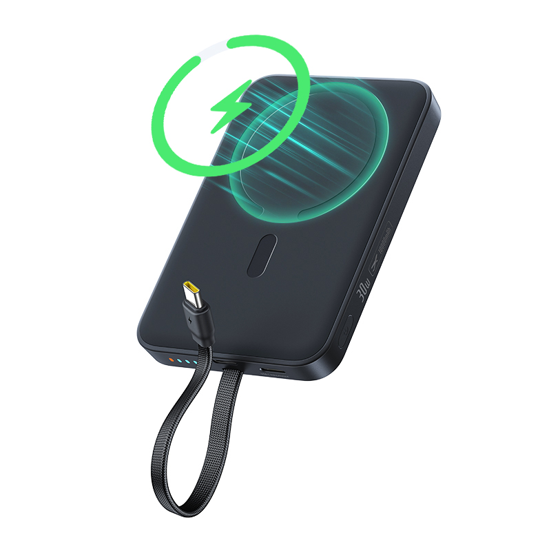 Bezdrôtová externá batéria Baseus EnerFill FM11, 10000 mAh, 30 W, PD + FQI, 1 × QI – 2 × USB-C, čierna E0028904