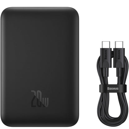 Externá bezdrôtová batéria Baseus Magnetic Mini, 10000mAh, 20W, PD + FQI, 1 x QI - 1 x USB-C, čierna PPCX070001