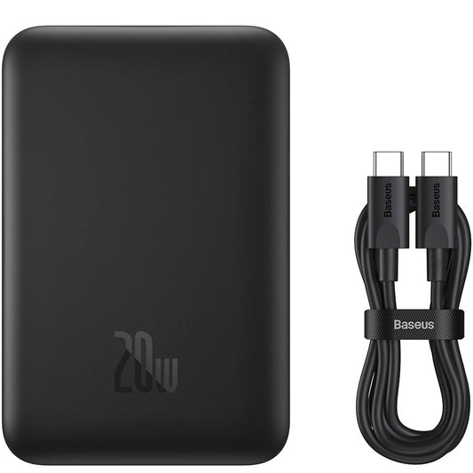 Externá bezdrôtová batéria Baseus Magnetic Mini, 10000mAh, 20W, PD + FQI, 1 x QI - 1 x USB-C, čierna PPCX070001