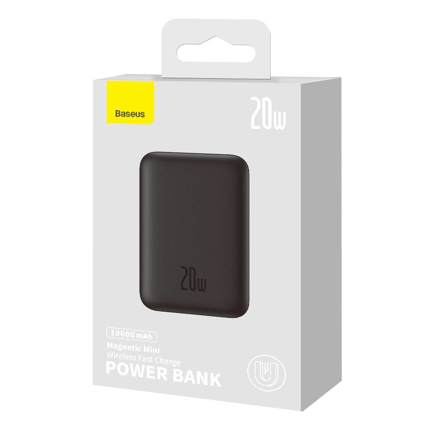 Externá bezdrôtová batéria Baseus Magnetic Mini, 10000mAh, 20W, PD + FQI, 1 x QI - 1 x USB-C, čierna PPCX070001