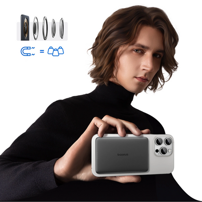Externá bezdrôtová batéria Baseus PicoGo AM41, 5000mAh, 20W, PD + FQI, 1 x QI - 1 x USB-C, Čierna