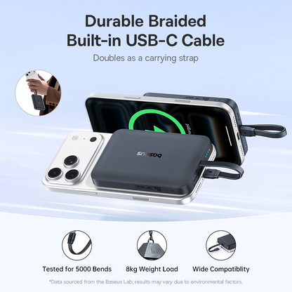 Bezdrôtová externá batéria Baseus EnerFill FM11, 10000 mAh, 30 W, PD + FQI, 1 × QI – 2 × USB-C, čierna E0028904