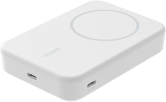 Bezdrôtová externá batéria Belkin BoostCharge Pro s podstavcom, 10000mAh, 15W, FQI, 1 x QI - 1 x USB-C, biela BPD008btWH