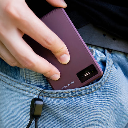 Bezdrôtová powerbanka Blavec BJ-03 Slim, 10000 mAh, 22,5 W, PD + FQI, 1 × QI – 1 × USB-C, fialová