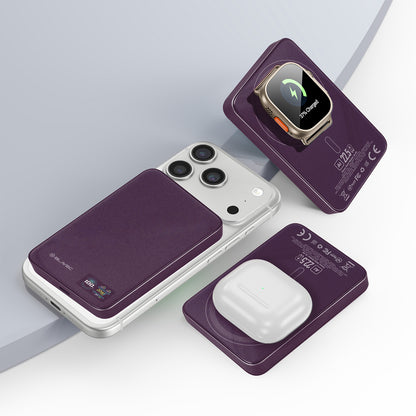 Bezdrôtová externá batéria Blavec BJ-04 Slim, 10000 mAh, 22,5 W, PD + FQI, 1 × QI – 1 × USB-C, fialová