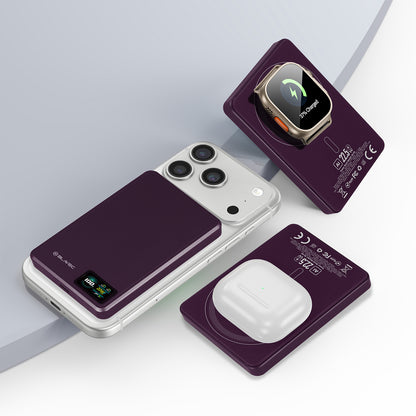 Bezdrôtová powerbanka Blavec BJ-03 Slim, 10000 mAh, 22,5 W, PD + FQI, 1 × QI – 1 × USB-C, fialová