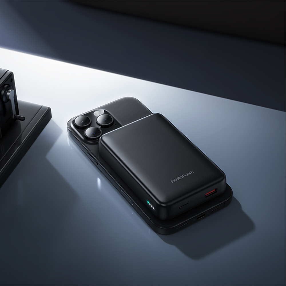 Externá bezdrôtová batéria Borofone BJ82A Dawn, 10000mAh, 22.5W, QC + PD + FQI, 1 x QI - 1 x USB-A - 1 x USB-C, Čierna