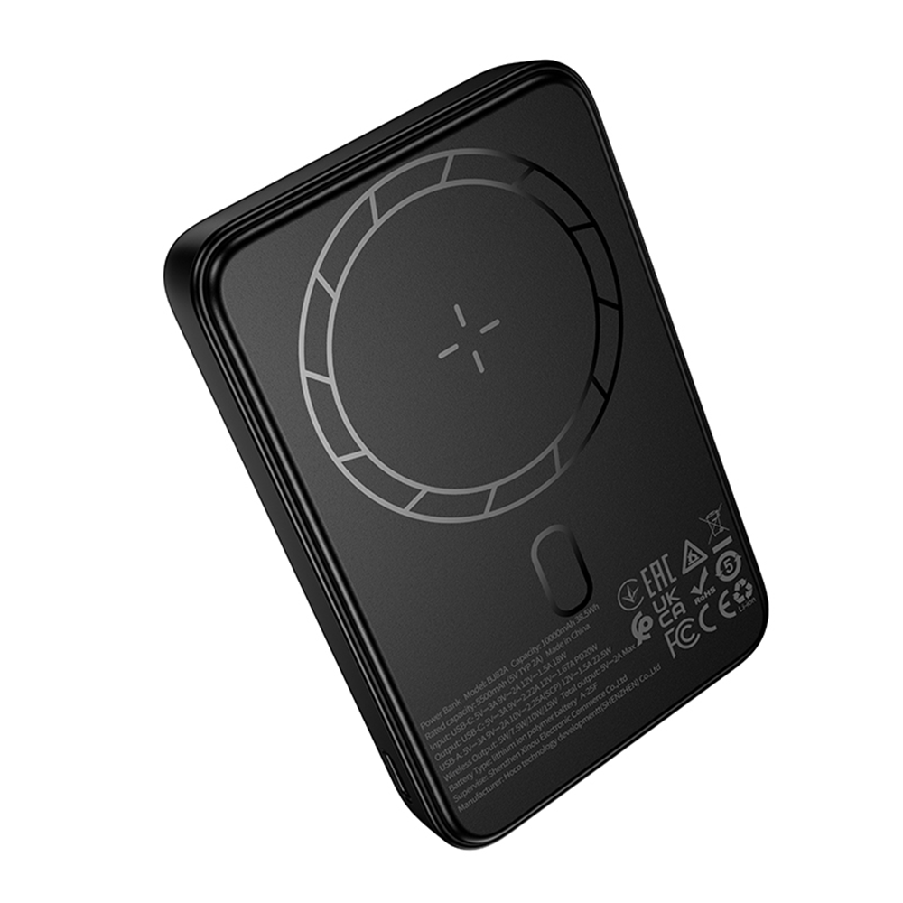 Externá bezdrôtová batéria Borofone BJ82A Dawn, 10000mAh, 22.5W, QC + PD + FQI, 1 x QI - 1 x USB-A - 1 x USB-C, Čierna